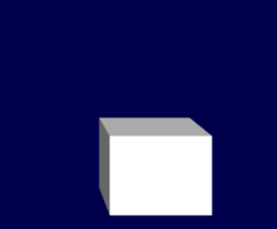 A lone untextured cube on a blue background